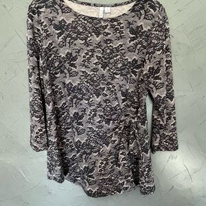 Elle Black and Gray Lace Blouse